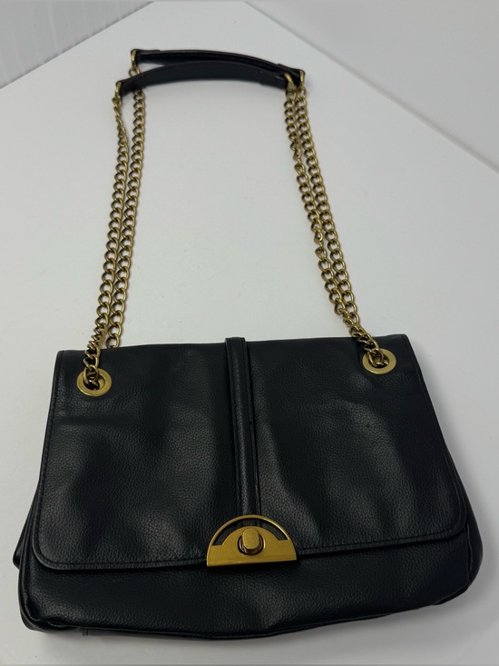 ANTONIO MELANI Handbags - Antonio Melani Black Leather Crossbody Shoulder Purse Bag w/ Gold Chain Strap